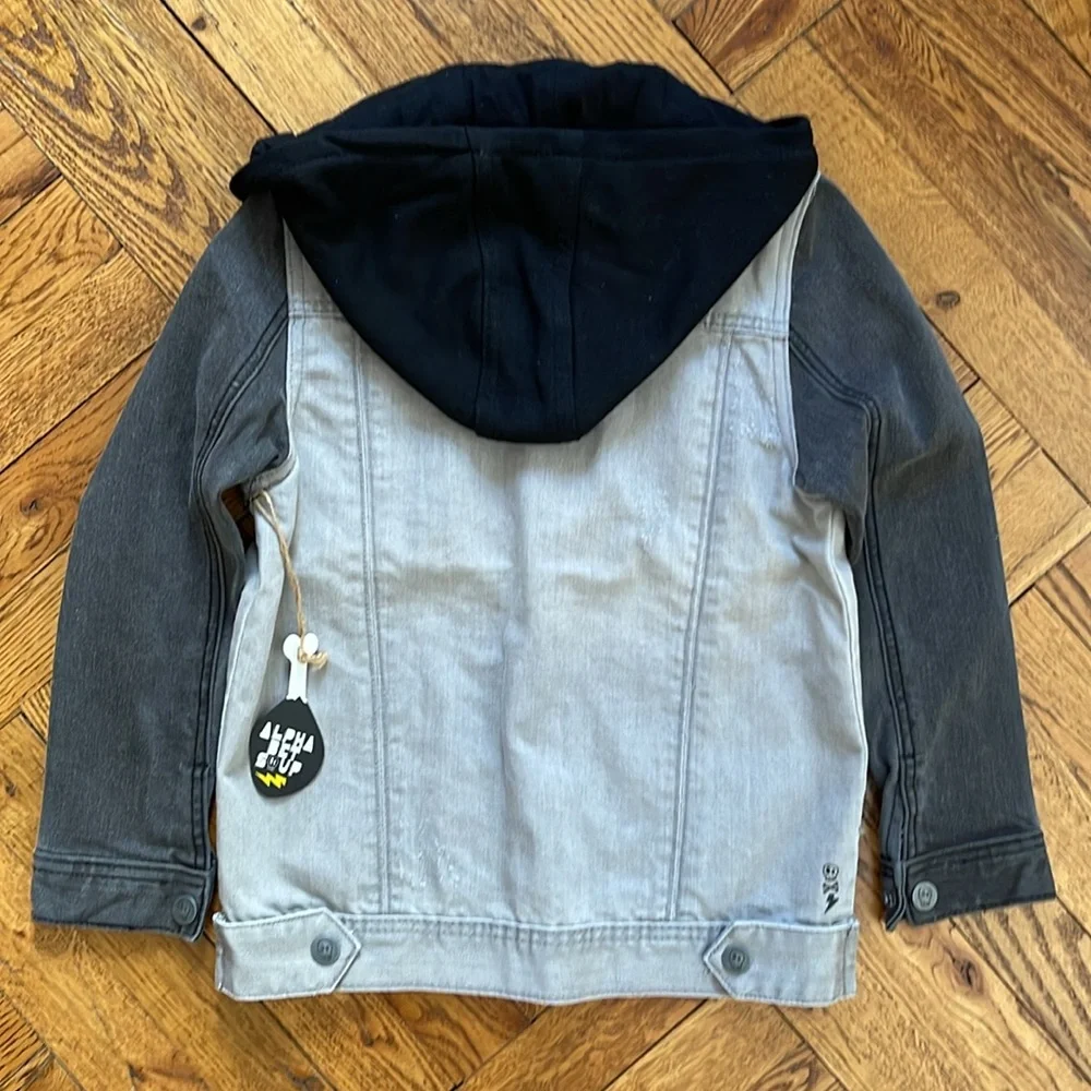 ALPHABET SOUP HOODED DENIM JACKET NWT